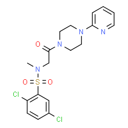ChemSpider 2D Image | 2,5-Dichloro-N-methyl-N-{2-oxo-2-[4-(2-pyridinyl)-1-piperazinyl]ethyl}benzenesulfonamide | C18H20Cl2N4O3S