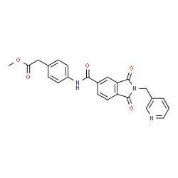 ChemSpider 2D Image | Methyl [4-({[1,3-dioxo-2-(3-pyridinylmethyl)-2,3-dihydro-1H-isoindol-5-yl]carbonyl}amino)phenyl]acetate | C24H19N3O5