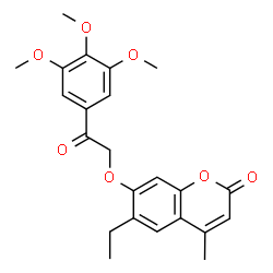 ChemSpider 2D Image | 6-Ethyl-4-methyl-7-[2-oxo-2-(3,4,5-trimethoxyphenyl)ethoxy]-2H-chromen-2-one | C23H24O7