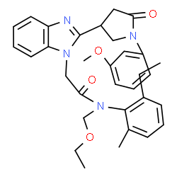 ChemSpider 2D Image | N-(Ethoxymethyl)-N-(2-ethyl-6-methylphenyl)-2-{2-[1-(3-methoxyphenyl)-5-oxo-3-pyrrolidinyl]-1H-benzimidazol-1-yl}acetamide | C32H36N4O4
