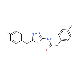 ChemSpider 2D Image | N-[5-(4-Chlorobenzyl)-1,3,4-thiadiazol-2-yl]-2-(4-methylphenyl)acetamide | C18H16ClN3OS