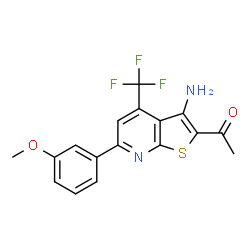 ChemSpider 2D Image | 1-[3-Amino-6-(3-methoxyphenyl)-4-(trifluoromethyl)thieno[2,3-b]pyridin-2-yl]ethanone | C17H13F3N2O2S