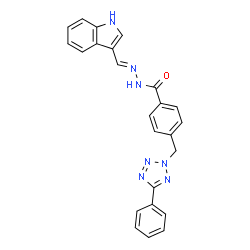 ChemSpider 2D Image | N'-[(E)-1H-Indol-3-ylmethylene]-4-[(5-phenyl-2H-tetrazol-2-yl)methyl]benzohydrazide | C24H19N7O