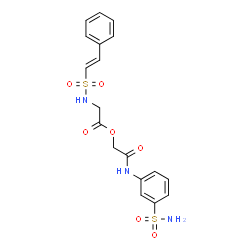 ChemSpider 2D Image | 2-Oxo-2-[(3-sulfamoylphenyl)amino]ethyl N-{[(E)-2-phenylvinyl]sulfonyl}glycinate | C18H19N3O7S2