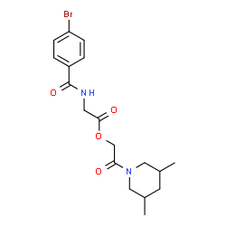 ChemSpider 2D Image | 2-(3,5-Dimethyl-1-piperidinyl)-2-oxoethyl N-(4-bromobenzoyl)glycinate | C18H23BrN2O4