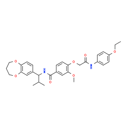 ChemSpider 2D Image | N-[1-(3,4-Dihydro-2H-1,5-benzodioxepin-7-yl)-2-methylpropyl]-4-{2-[(4-ethoxyphenyl)amino]-2-oxoethoxy}-3-methoxybenzamide | C31H36N2O7