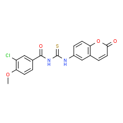 ChemSpider 2D Image | 3-Chloro-4-methoxy-N-[(2-oxo-2H-chromen-6-yl)carbamothioyl]benzamide | C18H13ClN2O4S