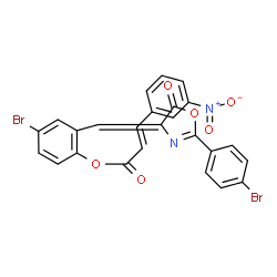 ChemSpider 2D Image | 4-Bromo-2-{(Z)-[2-(4-bromophenyl)-5-oxo-1,3-oxazol-4(5H)-ylidene]methyl}phenyl (2E)-3-(3-nitrophenyl)acrylate | C25H14Br2N2O6