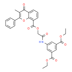 ChemSpider 2D Image | Diethyl 5-[({[(3-methyl-4-oxo-2-phenyl-4H-chromen-8-yl)carbonyl]oxy}acetyl)amino]isophthalate | C31H27NO9