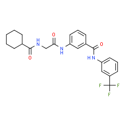 ChemSpider 2D Image | 3-{[N-(Cyclohexylcarbonyl)glycyl]amino}-N-[3-(trifluoromethyl)phenyl]benzamide | C23H24F3N3O3