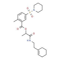 ChemSpider 2D Image | 1-{[2-(1-Cyclohexen-1-yl)ethyl]amino}-1-oxo-2-propanyl 2-methyl-5-(1-piperidinylsulfonyl)benzoate | C24H34N2O5S