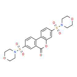 ChemSpider 2D Image | 3,8-Bis(4-morpholinylsulfonyl)-6H-benzo[c]chromen-6-one | C21H22N2O8S2