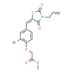 ChemSpider 2D Image | Methyl {4-[(E)-(3-allyl-2,4-dioxo-1,3-thiazolidin-5-ylidene)methyl]-2-bromophenoxy}acetate | C16H14BrNO5S