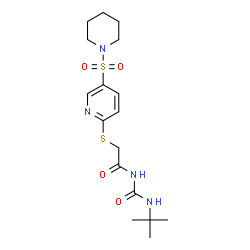 ChemSpider 2D Image | N-[(2-Methyl-2-propanyl)carbamoyl]-2-{[5-(1-piperidinylsulfonyl)-2-pyridinyl]sulfanyl}acetamide | C17H26N4O4S2