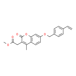 ChemSpider 2D Image | Methyl {4-methyl-2-oxo-7-[(4-vinylbenzyl)oxy]-2H-chromen-3-yl}acetate | C22H20O5