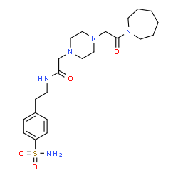 ChemSpider 2D Image | 2-{4-[2-(1-Azepanyl)-2-oxoethyl]-1-piperazinyl}-N-[2-(4-sulfamoylphenyl)ethyl]acetamide | C22H35N5O4S