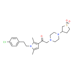 ChemSpider 2D Image | 1-{1-[2-(4-Chlorophenyl)ethyl]-2,5-dimethyl-1H-pyrrol-3-yl}-2-[4-(1,1-dioxidotetrahydro-3-thiophenyl)-1-piperazinyl]ethanone | C24H32ClN3O3S