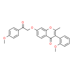 ChemSpider 2D Image | 3-(2-Methoxyphenyl)-7-[2-(4-methoxyphenyl)-2-oxoethoxy]-2-methyl-4H-chromen-4-one | C26H22O6