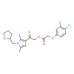 ChemSpider 2D Image | 2-[2,5-Dimethyl-1-(tetrahydro-2-furanylmethyl)-1H-pyrrol-3-yl]-2-oxoethyl (4-chloro-3-methylphenoxy)acetate | C22H26ClNO5