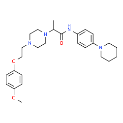 ChemSpider 2D Image | 2-{4-[2-(4-Methoxyphenoxy)ethyl]-1-piperazinyl}-N-[4-(1-piperidinyl)phenyl]propanamide | C27H38N4O3