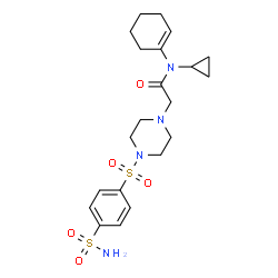 ChemSpider 2D Image | N-(1-Cyclohexen-1-yl)-N-cyclopropyl-2-{4-[(4-sulfamoylphenyl)sulfonyl]-1-piperazinyl}acetamide | C21H30N4O5S2