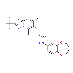 ChemSpider 2D Image | N-(3,4-Dihydro-2H-1,5-benzodioxepin-7-yl)-3-[5,7-dimethyl-2-(trifluoromethyl)[1,2,4]triazolo[1,5-a]pyrimidin-6-yl]propanamide | C20H20F3N5O3
