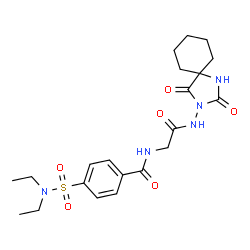 ChemSpider 2D Image | 4-(Diethylsulfamoyl)-N-{2-[(2,4-dioxo-1,3-diazaspiro[4.5]dec-3-yl)amino]-2-oxoethyl}benzamide | C21H29N5O6S