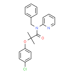 ChemSpider 2D Image | N-Benzyl-2-(4-chlorophenoxy)-2-methyl-N-(2-pyridinyl)propanamide | C22H21ClN2O2