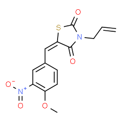 ChemSpider 2D Image | (5E)-3-Allyl-5-(4-methoxy-3-nitrobenzylidene)-1,3-thiazolidine-2,4-dione | C14H12N2O5S