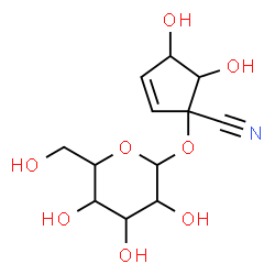 ChemSpider 2D Image | 1-(Hexopyranosyloxy)-4,5-dihydroxy-2-cyclopentene-1-carbonitrile | C12H17NO8