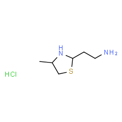 ChemSpider 2D Image | 2-(4-Methyl-1,3-thiazolidin-2-yl)ethanamine hydrochloride (1:1) | C6H15ClN2S