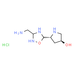 ChemSpider 2D Image | (3S,5R)-5-[(5R)-3-(Aminomethyl)-1,2,4-oxadiazolidin-5-yl]-3-pyrrolidinol hydrochloride (1:1) | C7H17ClN4O2