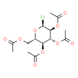ChemSpider 2D Image | 2,3,4,6-Tetra-O-acetyl-alpha-L-glucopyranosyl chloride | C14H19ClO9