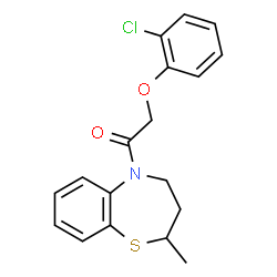 ChemSpider 2D Image | 2-(2-Chlorophenoxy)-1-(2-methyl-3,4-dihydro-1,5-benzothiazepin-5(2H)-yl)ethanone | C18H18ClNO2S