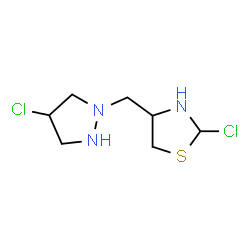 ChemSpider 2D Image | 2-Chloro-4-[(4-chloro-1-pyrazolidinyl)methyl]-1,3-thiazolidine | C7H13Cl2N3S