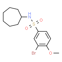 ChemSpider 2D Image | 3-Bromo-N-cycloheptyl-4-methoxybenzenesulfonamide | C14H20BrNO3S