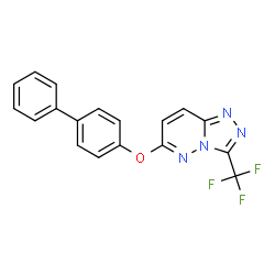 ChemSpider 2D Image | 6-(4-Biphenylyloxy)-3-(trifluoromethyl)[1,2,4]triazolo[4,3-b]pyridazine | C18H11F3N4O