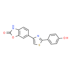 ChemSpider 2D Image | 6-[2-(4-Hydroxyphenyl)-1,3-thiazol-4-yl]-1,3-benzoxazol-2(3H)-one | C16H10N2O3S