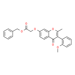 ChemSpider 2D Image | Benzyl {[3-(2-methoxyphenyl)-2-methyl-4-oxo-4H-chromen-7-yl]oxy}acetate | C26H22O6