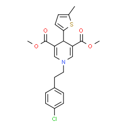 ChemSpider 2D Image | Dimethyl 1-[2-(4-chlorophenyl)ethyl]-4-(5-methyl-2-thienyl)-1,4-dihydro-3,5-pyridinedicarboxylate | C22H22ClNO4S