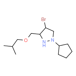 ChemSpider 2D Image | 4-Bromo-1-cyclopentyl-3-(isobutoxymethyl)pyrazolidine | C13H25BrN2O