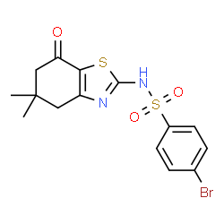 ChemSpider 2D Image | 4-bromo-N-(5,5-dimethyl-7-oxo-4,6-dihydro-1,3-benzothiazol-2-yl)benzenesulfonamide | C15H15BrN2O3S2