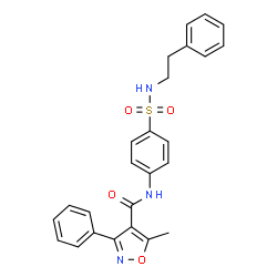 ChemSpider 2D Image | 5-Methyl-3-phenyl-N-{4-[(2-phenylethyl)sulfamoyl]phenyl}-1,2-oxazole-4-carboxamide | C25H23N3O4S
