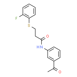 ChemSpider 2D Image | N-(3-Acetylphenyl)-3-[(2-fluorophenyl)sulfanyl]propanamide | C17H16FNO2S