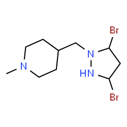 ChemSpider 2D Image | 4-[(3,5-Dibromo-1-pyrazolidinyl)methyl]-1-methylpiperidine | C10H19Br2N3