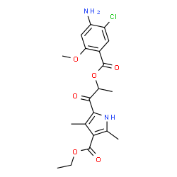 ChemSpider 2D Image | Ethyl 5-{2-[(4-amino-5-chloro-2-methoxybenzoyl)oxy]propanoyl}-2,4-dimethyl-1H-pyrrole-3-carboxylate | C20H23ClN2O6
