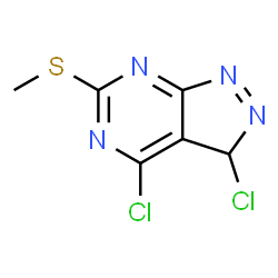 ChemSpider 2D Image | 3,4-Dichloro-6-(methylsulfanyl)-3H-pyrazolo[3,4-d]pyrimidine | C6H4Cl2N4S