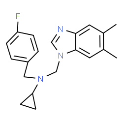 ChemSpider 2D Image | N-[(5,6-Dimethyl-1H-benzimidazol-1-yl)methyl]-N-(4-fluorobenzyl)cyclopropanamine | C20H22FN3