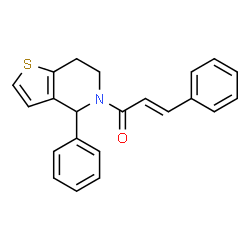 ChemSpider 2D Image | (2E)-3-Phenyl-1-(4-phenyl-6,7-dihydrothieno[3,2-c]pyridin-5(4H)-yl)-2-propen-1-one | C22H19NOS
