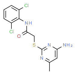 ChemSpider 2D Image | 2-(4-amino-6-methyl-pyrimidin-2-yl)sulfanyl-N-(2,6-dichlorophenyl)acetamide | C13H12Cl2N4OS